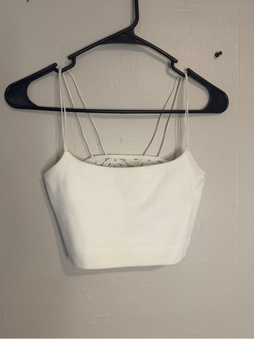 Gilly Hicks White Double-Strap Ribbed Crop Camisole